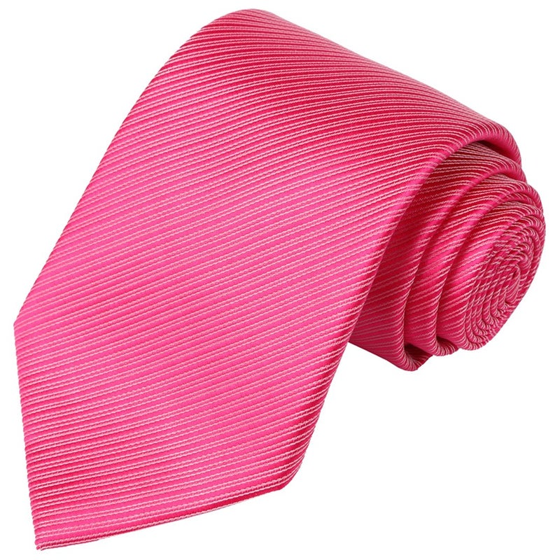 KissTies Hot Pink Tie Solid Striped Fuchsia Necktie Holiday Ties - Image 1